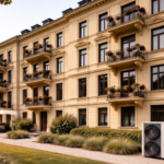 Wärmepumpe an einem kleinen Mehrfamilienhaus im Bestand